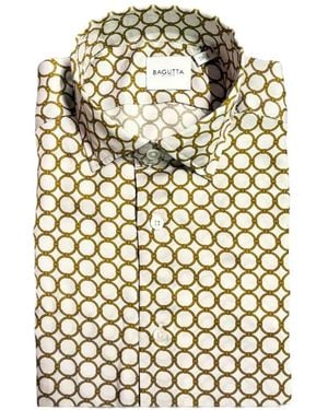 Bagutta Chain-Print Long-Sleeve Shirt - White