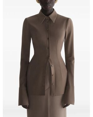Mugler Seam-Embellished Shirt - Brown