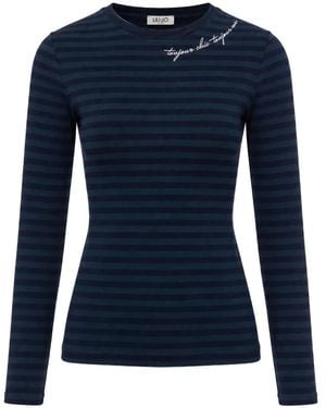 Liu Jo T-Shirt Rayé À Manches Longues - Blue