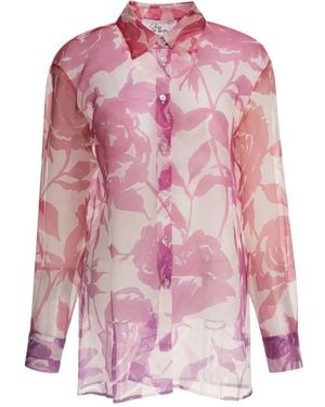 SLEEP NO MORE Floral-Print Silk Blouse - Pink