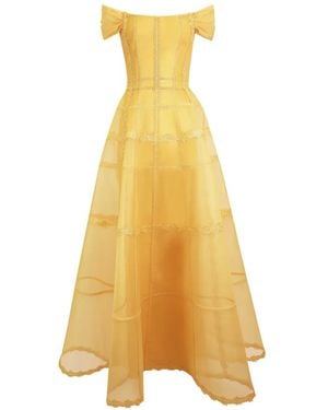 Gemy Maalouf Lace-Trim Off-The-Shoulder Dress - Yellow