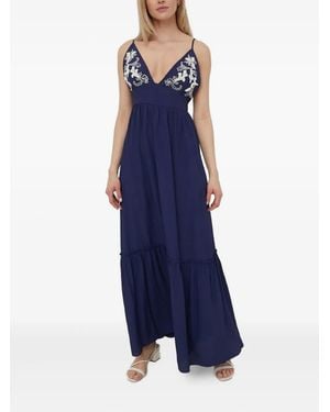 Beatrice B. Embellished Tiered Maxi Dress - Blue