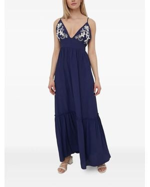 Beatrice B. Gestuftes Maxikleid mit Verzierung - Blau