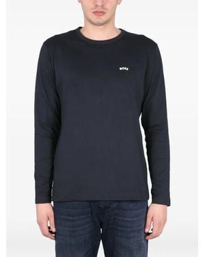 BOSS Logo-Detail Long-Sleeve T-Shirt - Blue