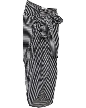 Frankie Shop Striped Wrap-Style Maxi Skirt - Grey