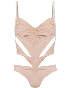 DSquared² Cut-Out Ruched Swimsuit - White