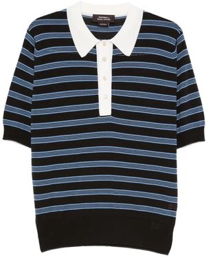 Wales Bonner Breeze Striped-Pattern Polo Shirt - Blue