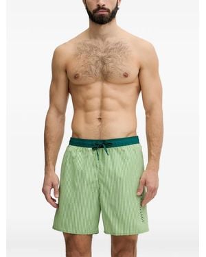 ARMANI EXCHANGE Stripe-Print Drawstring-Waist Swim Shorts - Green