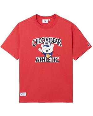 Chocoolate Bear-Print T-Shirt - Red