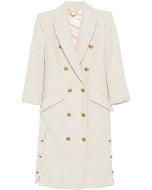 Elisabetta Franchi Double-Breasted Coat - Natural