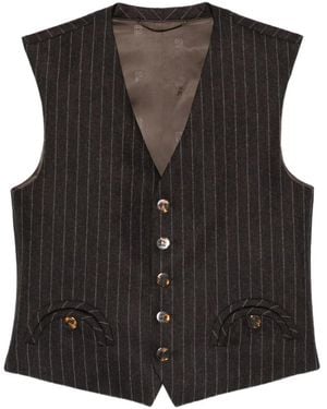 Blazé Milano Pinstripe Buttoned Waistcoat - Black