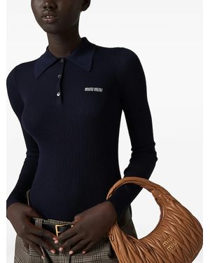 Miu Miu Cashmere-Silk Polo Shirt - Blue