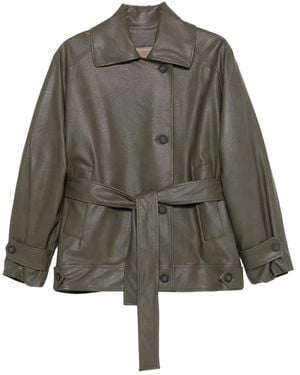 THE M.. Veste En Cuir À Taille Ceinturée - Vert