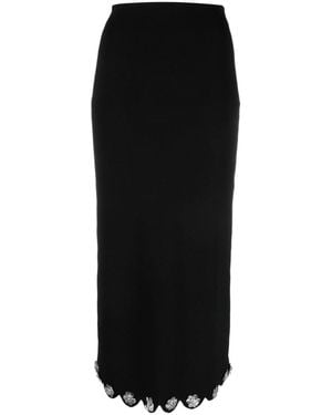 Sandro Floral-Appliqué Pencil Midi Skirt - Black