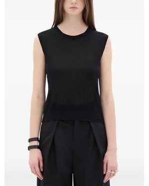 Ann Demeulemeester Round-Neck Knit Vest - Black