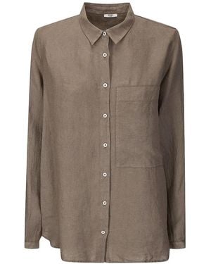#MSM Chest-Pocket Linen Shirt - Brown