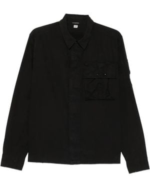 C.P. Company Chemise En Gabardine À Détail De Verre De Lunettes - Black
