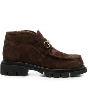 SERGIO MORETTI FIRENZE Horsebit-Detail Suede Ankle Boots - Brown