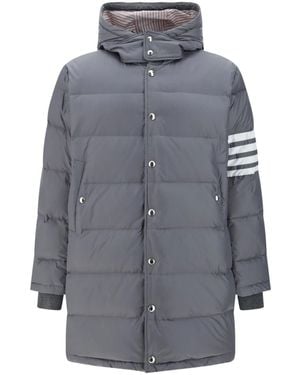 Thom Browne 4-Bar Down Hooded Coat - Gray