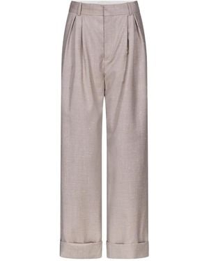 Loulou de Saison Davy Pleated Rolled Trousers - Natural