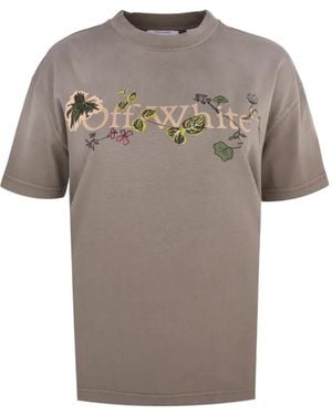 Off-White c/o Virgil Abloh Floral-Print Logo T-Shirt - Gray