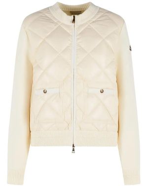 Moncler Quilted Logo-Patch Padded Jacket - Natural