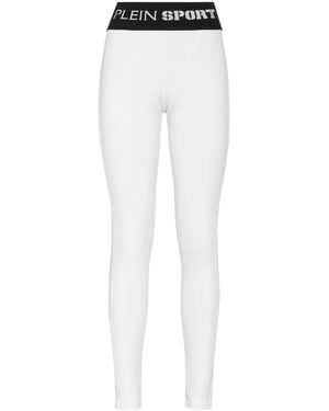 Philipp Plein Logo-Waistband Leggings - White