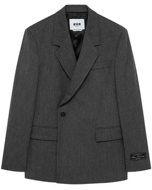 MSGM Pinstripe-Pattern Double-Breasted Jacket - Black