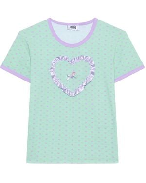 Gcds Polly Pocket Heart-Print T-Shirt - Blue