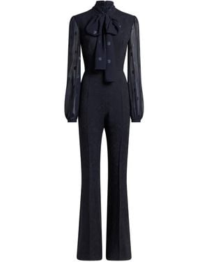 Etro Jacquard Bow Jumpsuit - Blue