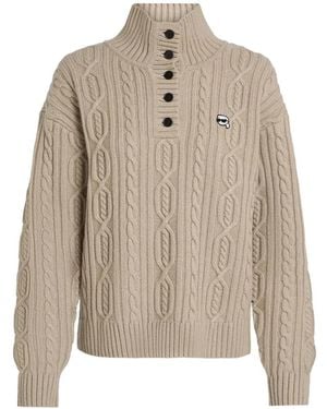 KARL LAGERFELD Jersey Ikon De Punto De Ochos Estilo Polo - Neutro