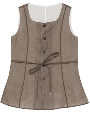 YEAREAST Layered Sleeveless Top - Brown