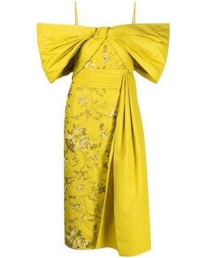 Erdem Schulterfreies Kleid Mit Stickerei - Gelb