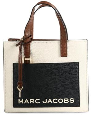 Marc Jacobs Logo-Print Grained Leather Tote Bag - Black