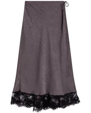 MSGM Lace-Trim Wrap Midi Skirt - Purple