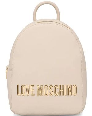 Love Moschino Logo-Plaque Backpack - Natural