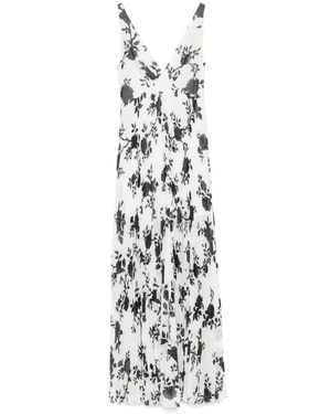 Self-Portrait Floral-Print Chiffon Maxi Dress - White
