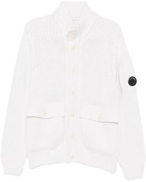 C.P. Company Lens Lambswool Sweater - White