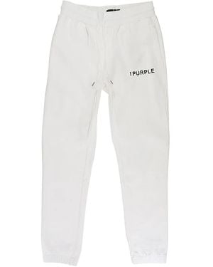 Purple Brand French-Terry Track Trousers - White