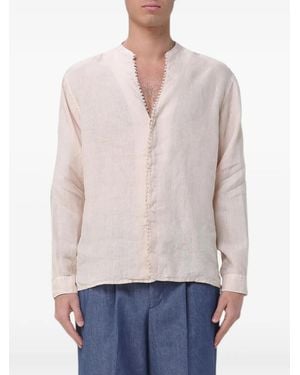 Emporio Armani Crochet-Trim Linen Shirt - White