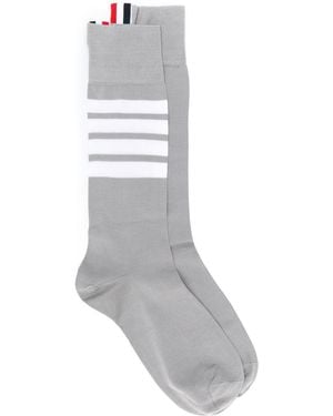 Thom Browne 4-Bar Mid-Calf Cotton Socks - Grey