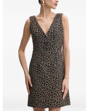 Morgan V-Neck Button Mini Dress - Black