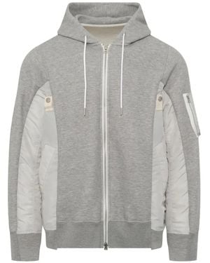 Sacai Hybrid Panelled Hoodie - Grey