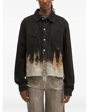 Rick Owens Flame-Print Denim Jacket - Black