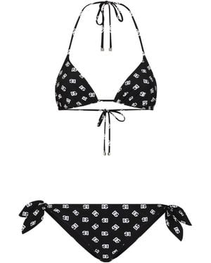 Dolce & Gabbana Bikini Met Dg-Logoprint - Zwart