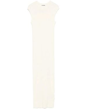 Jil Sander Sm Natural Long Ribbed Dress - White