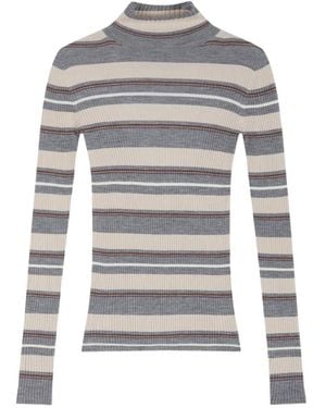 JNBY Striped Ribbed-Knit Jumper - Grey