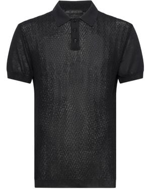 Low Brand Chevron-Knit Polo Shirt - Black