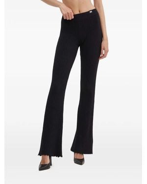 Moschino Ribbed Scalloped Leggings - Blue