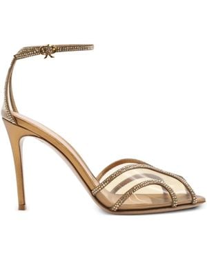 Gianvito Rossi 95Mm Crystal-Embellished Slingback Court Shoes - Metallic